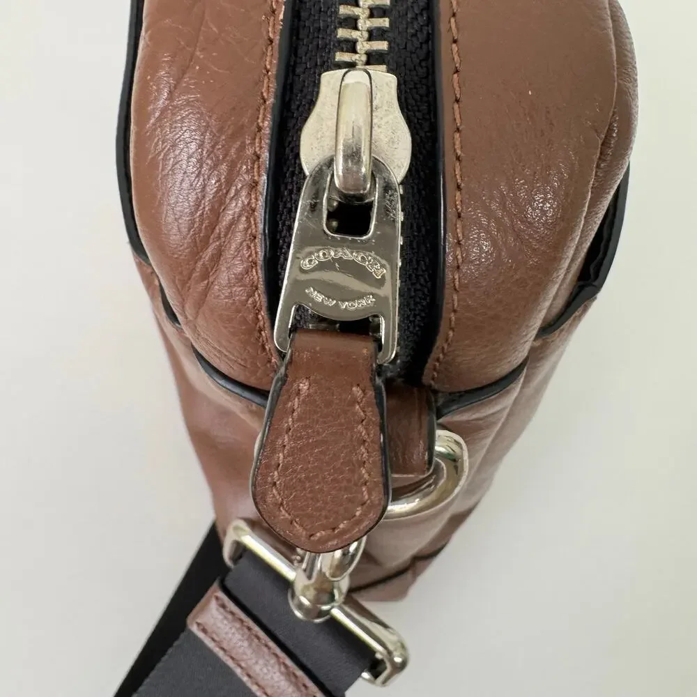 Coach Hamilton Leather Briefcase Laptop Bag Business Travel Saddle Brown F22529